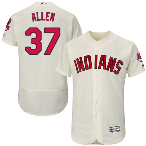Indians #37 Cody Allen Cream Flexbase Authentic Collection Stitched MLB Jersey - Click Image to Close